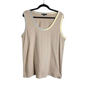 Collection By Cezele Tank Top Womens Large Beige Metallic Trim Sleeveless Shirt